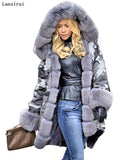 women's Parka Coats Thick Large Fur Collar Hooded Warm Coat