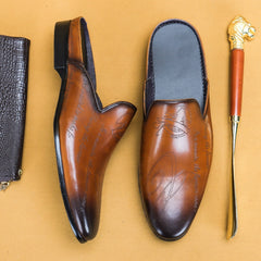Italian Luxury Men's Slippers Genuine Leather Slip-On Loafers