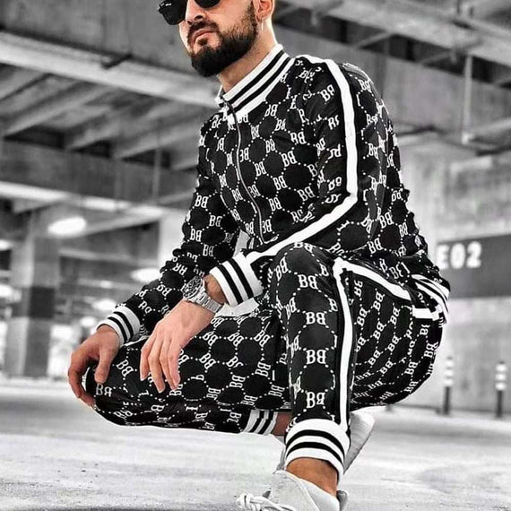 Men's Casual Zipper Tracksuit Set Autumn Male Sweatshirt