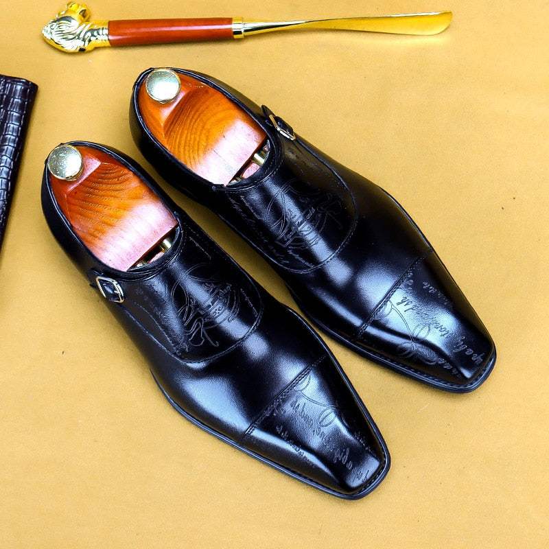 Monk Strap Men's Oxford Shoes Handmade Buckle Men's Shoes - Acapparelstore