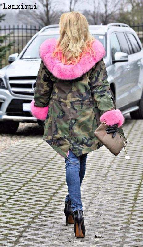 women's Parka Coats Thick Large Fur Collar Hooded Warm Coat
