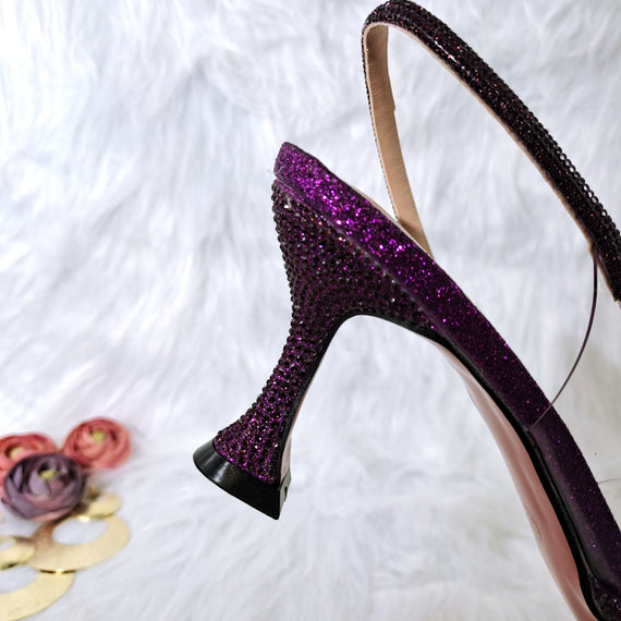 Comfortable Women's Streamline Shoes Pointed Shiny Diamond Shoes Bag
