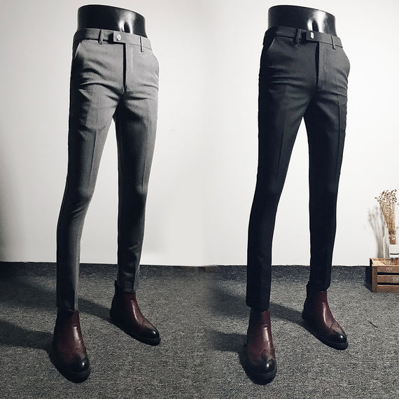Fashion Men Suit Pants Ankle Length Business Wedding Dress Pants