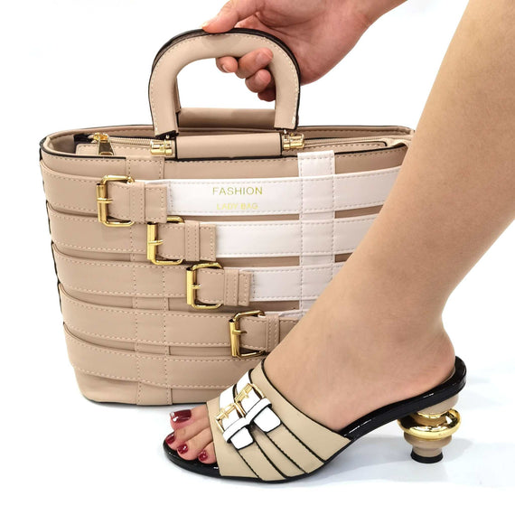 High-quality Women's Italian Shoes and Bag in Green Color Slipper