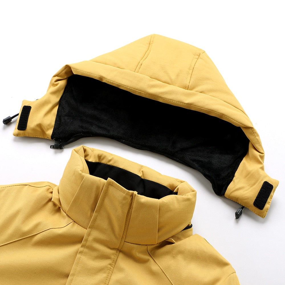 Men's Thick Warm Parkas Jacket Outdoor Windproof Pocket