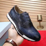 High-Grade Men's Genuine Leather Casual Daily Sneakers Stone Pattern