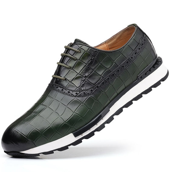 High-Grade Men's Genuine Leather Casual Daily Sneakers Stone Pattern