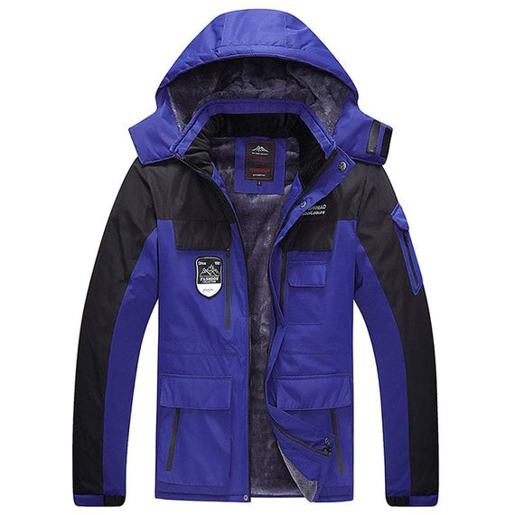 Men's Waterproof Jacket Thick Warm Winter Fleece Jacket Large Size