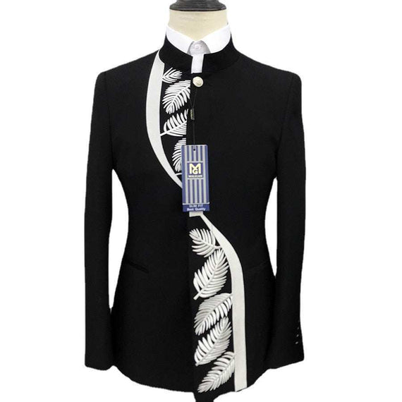 Men's Fashion Casual Boutique Stand Collar Tunic Design Suit