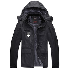 Men's Waterproof Jacket Thick Warm Winter Fleece Jacket Large Size - Acapparelstore