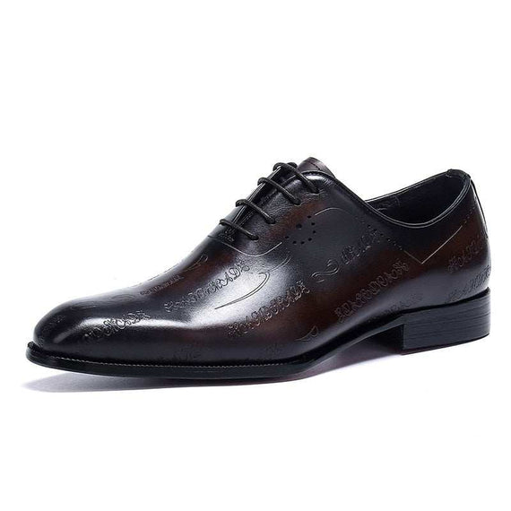 Men's Wedding Oxford Shoes Brown Genuine Leather Shoes