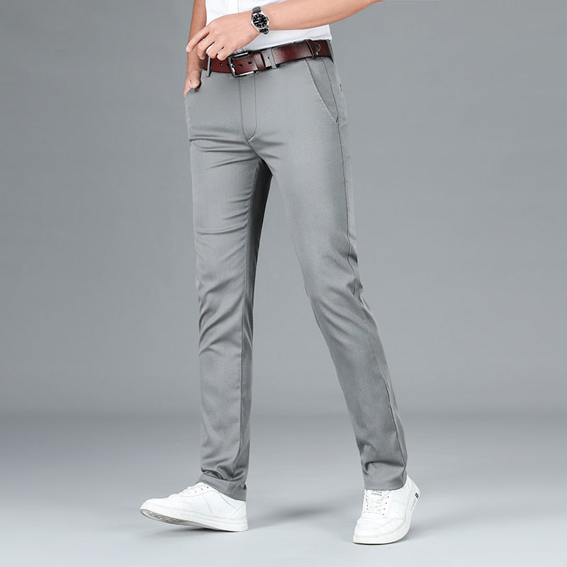 Autumn Men's Lyocell Business Suit Pants Casual Straight Trousers