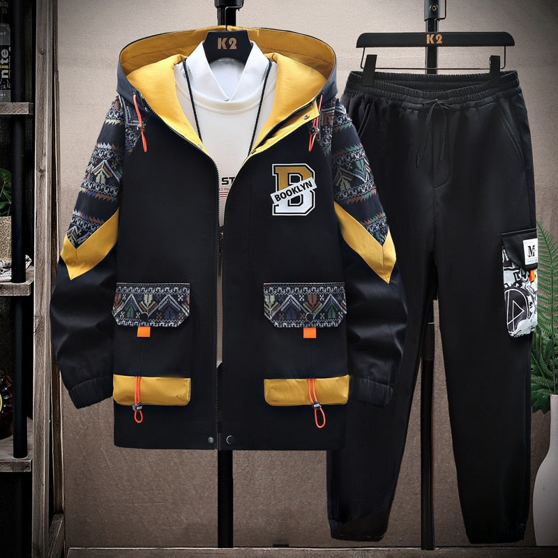 Men Tracksuit Casual Sports Suit Spring Fashion Two Pieces Sportswear