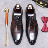 Men's Wedding Oxford Shoes Brown Genuine Leather Shoes