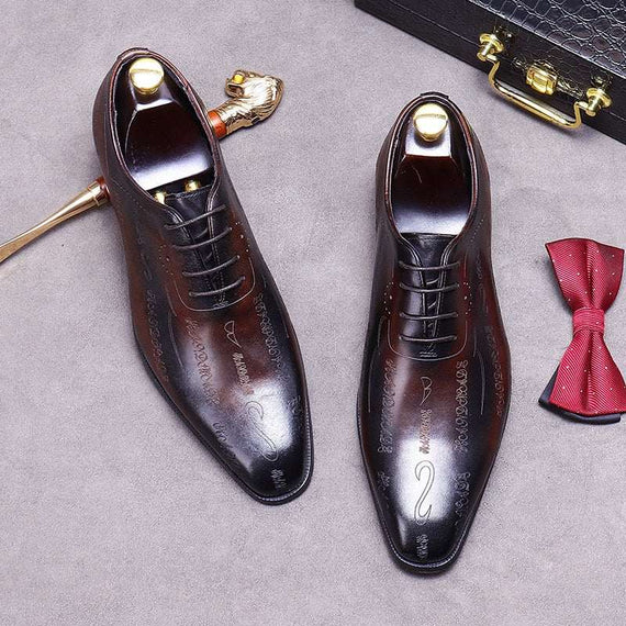 Men's Wedding Oxford Shoes Brown Genuine Leather Shoes