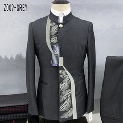 Men's Fashion Casual Boutique Stand Collar Tunic Design Suit