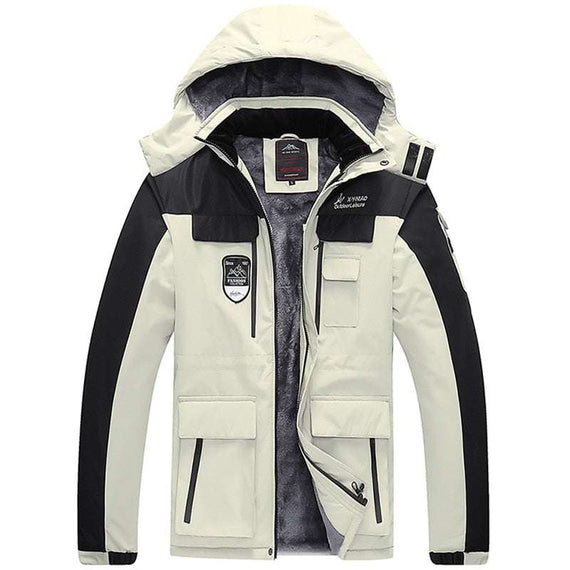 Men's Waterproof Jacket Thick Warm Winter Fleece Jacket Large Size
