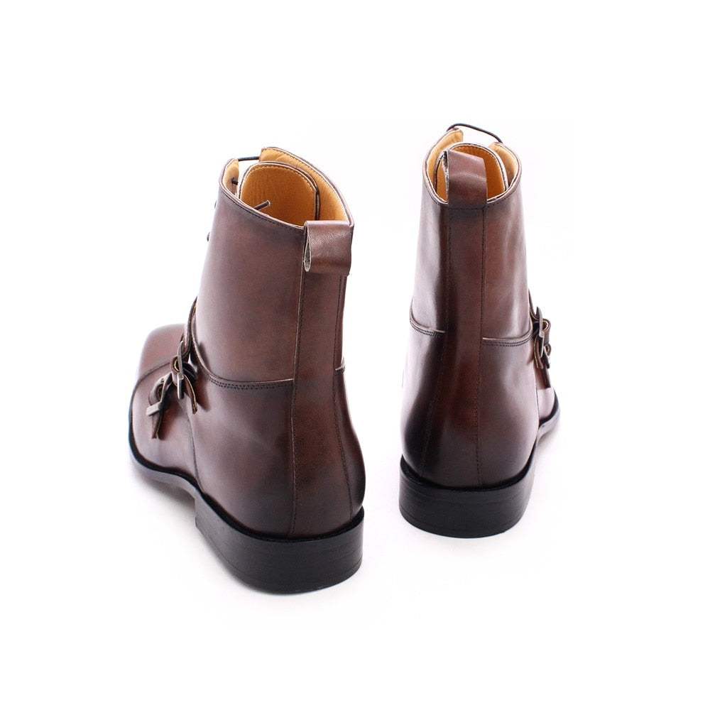 British Style Men's Winter Boots Genuine Calfskin Leather High Top Cap Toe - Acapparelstore