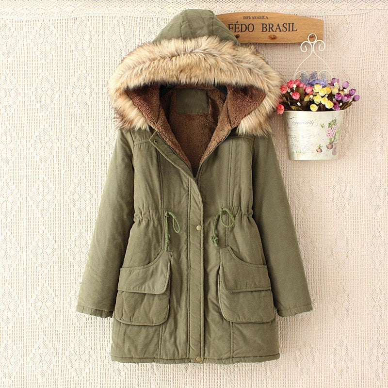 Spring Autumn Winter Women's Jacket Thick Warm Hooded Coat