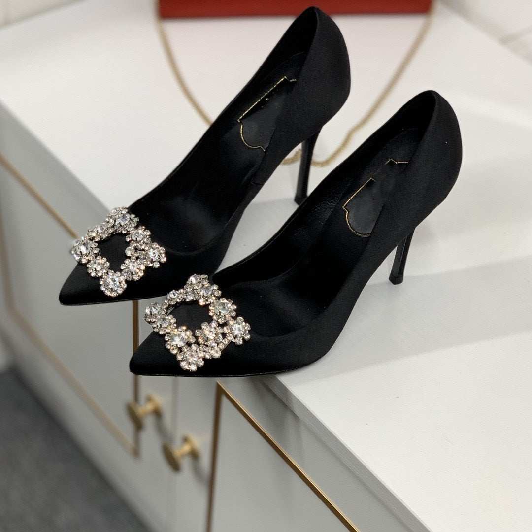Women's Rhinestone Pointed High Heels Stiletto Party Wedding Shoes - Acapparelstore