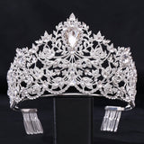 Baroque European Big Luxury Crystal Bride Wedding Crown Large Rhinestone