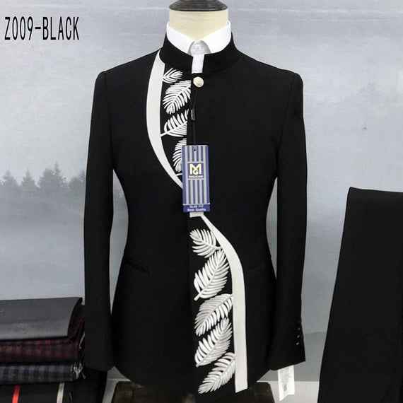 Men's Fashion Casual Boutique Stand Collar Tunic Design Suit