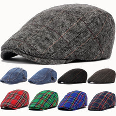 Men's Autumn Winter Hats British Western Style Striped Berets Caps - Acapparelstore