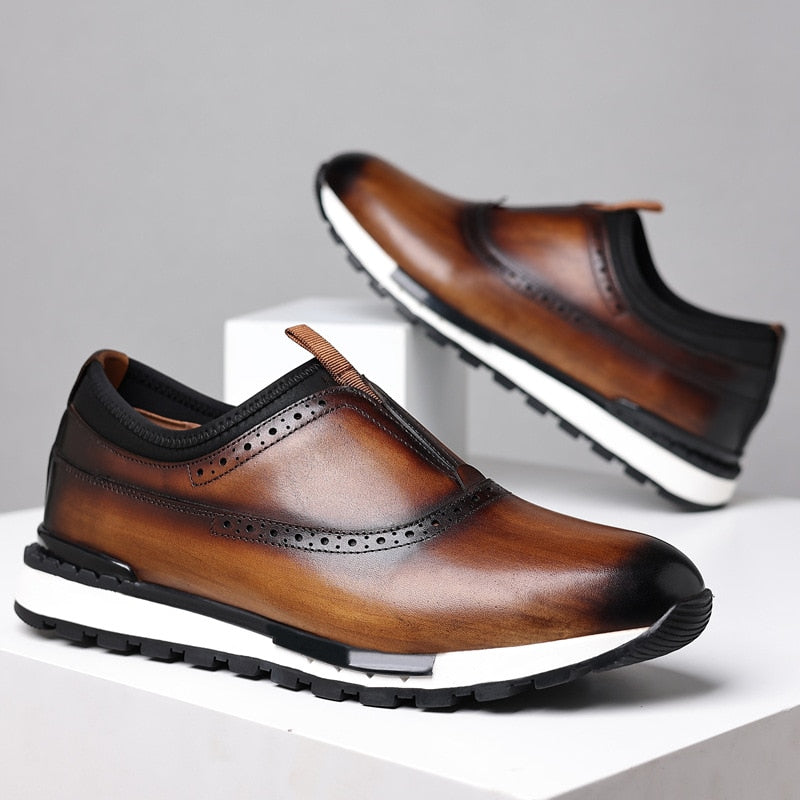 Men's Casual Shoes Lace Up Genuine Leather Oxfords Outdoor Shoes - Acapparelstore