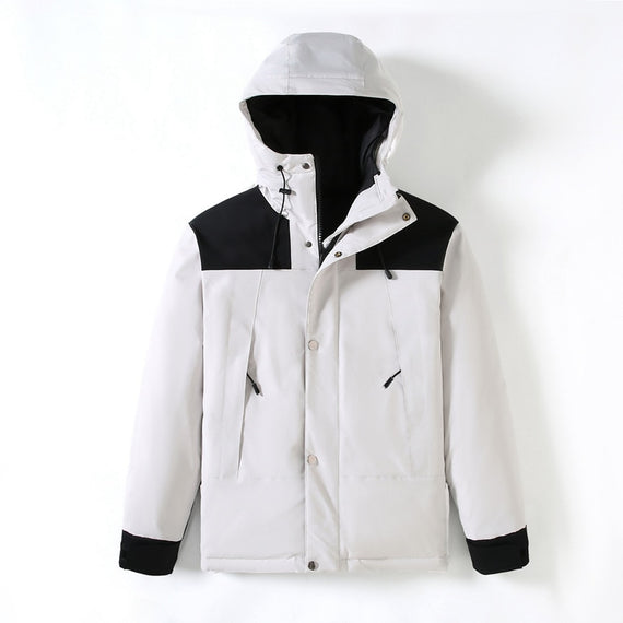 Men Women Down Jacket Casual Hooded Parka Warm Winter Coats
