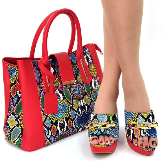 Metal Decoration Party Italian Ladies Shoes and Bags to Match Set