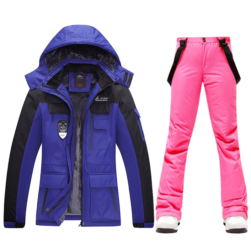 Ski Suits Women's Winter Fleece Ski Jackets and Strap Pants - Acapparelstore