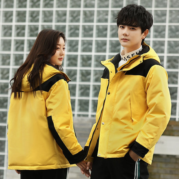 Men Women Down Jacket Casual Hooded Parka Warm Winter Coats