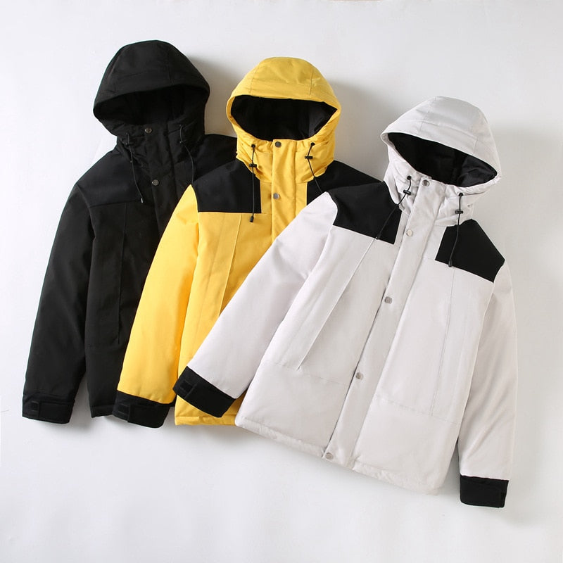 Men Women Down Jacket Casual Hooded Parka Warm Winter Coats - Acapparelstore