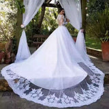 Luxury White/Ivory Women Long Train Wedding Dress