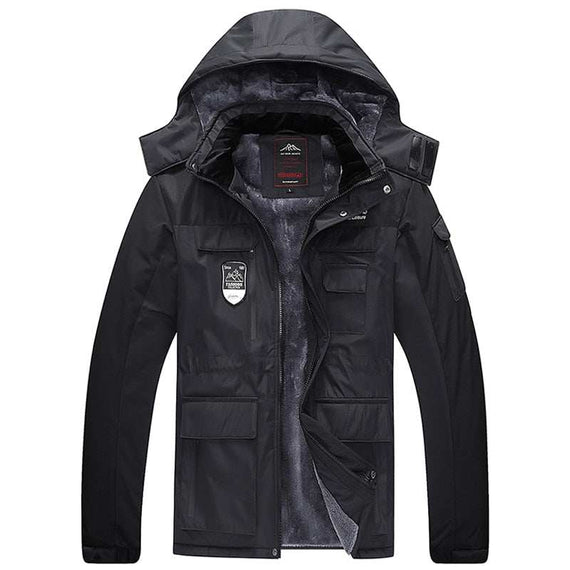 Men's Waterproof Jacket Thick Warm Winter Fleece Jacket Large Size