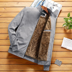 Men's Fashion Jacket Stand Collar Fleece Lined Warm Streetwear