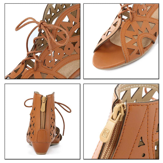Woman's Summer Shoelaces Gladiator Boot Sandals Leisure Wedge Shoes