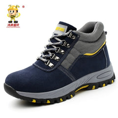 Men's Safety Work Boots Warm Plush Fur Labor Insurance Puncture Proof Snow Boot - Acapparelstore