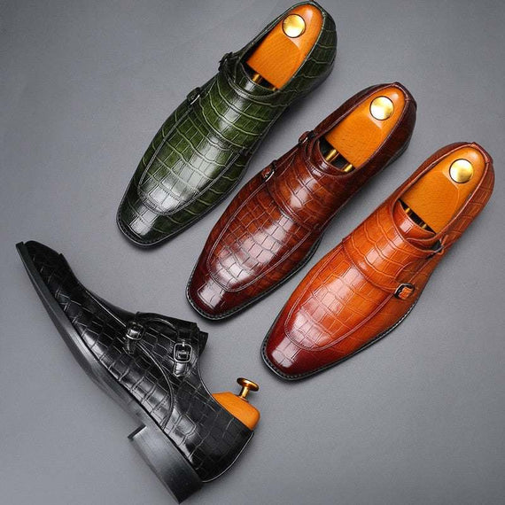 Men's High-Quality Square Toe Formal Dress Leather Shoes Italian Loafers Brogue Shoe