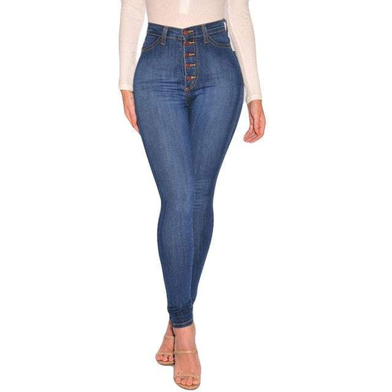 Women's High Waited Skinny Denim Pencil Pants Stretch Slim Plus Size