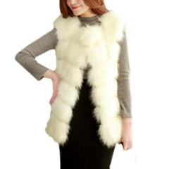 Women's faux fur vest coats Warm Fox Fur Silver Women Coat