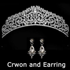 Wedding bridal crown with luxury earring rhinestone headband