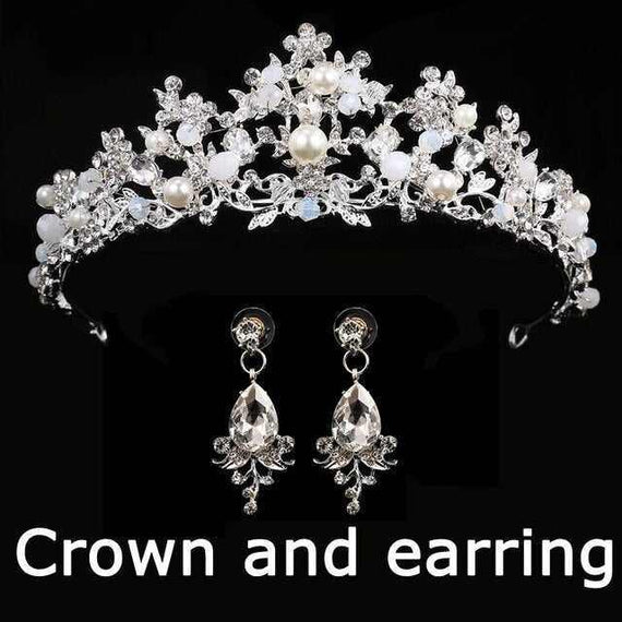 Wedding bridal crown with luxury earring rhinestone headband