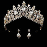 Wedding bridal crown with luxury earring rhinestone headband