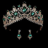 Wedding bridal crown with luxury earring rhinestone headband