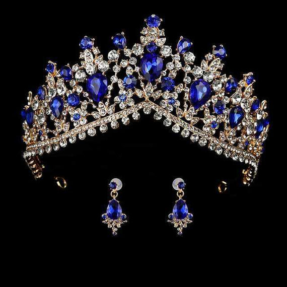 Wedding bridal crown with luxury earring rhinestone headband