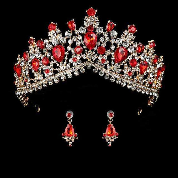 Wedding bridal crown with luxury earring rhinestone headband