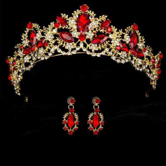 Wedding bridal crown with luxury earring rhinestone headband