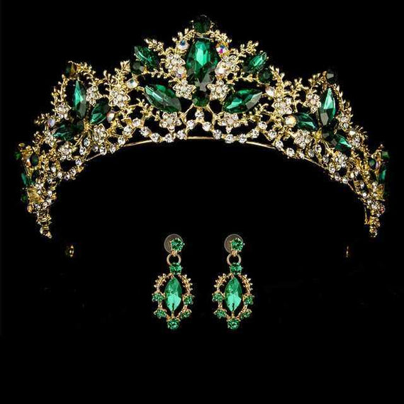 Wedding bridal crown with luxury earring rhinestone headband