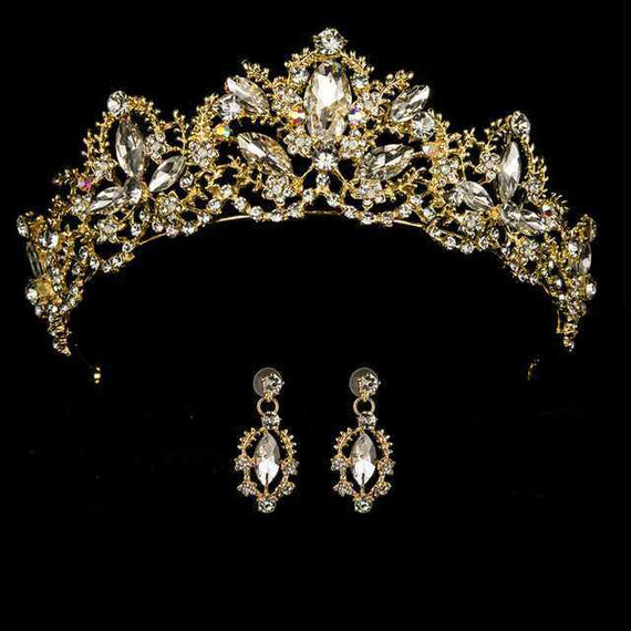 Wedding bridal crown with luxury earring rhinestone headband